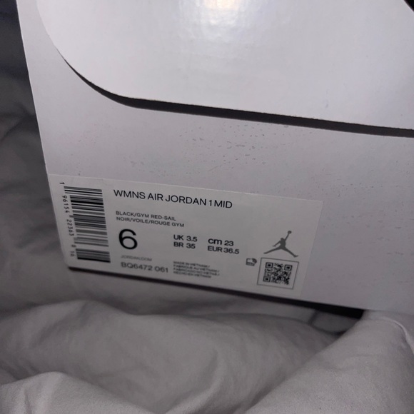 Jordan 1 Mid Black Sail Gym Red - Picture 4 of 5